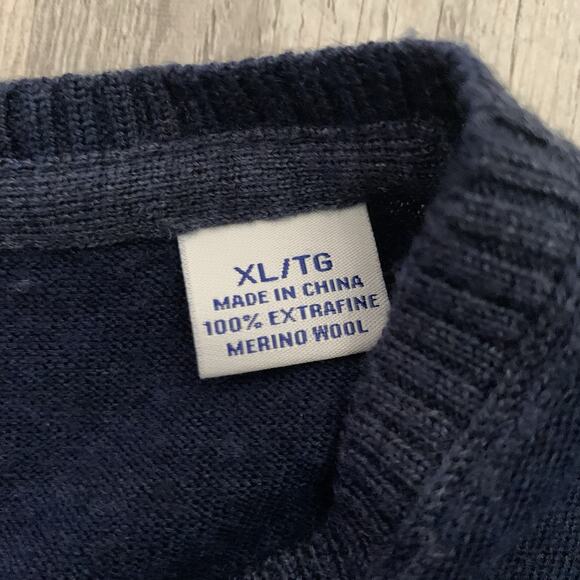 Tommy Bahama Sweater Mens XL Magic Sands Blue 100% Extra Fine Merino Wool Light - Picture 4 of 8